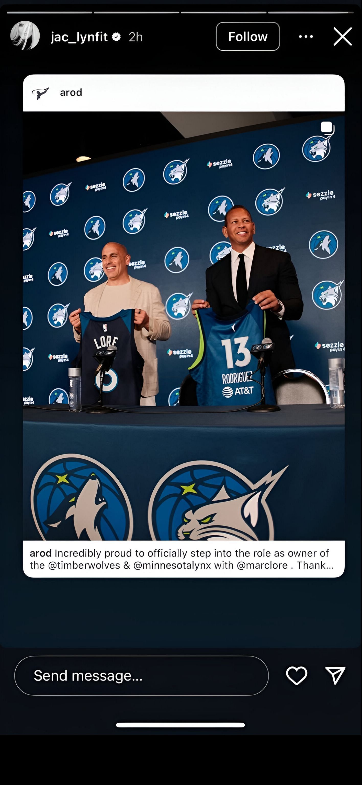 Alex Rodriguez’s girlfriend, Jaclyn Cordeiro, reshared his latest career milestone. (Image via Instagram/@jac_lynfit)
